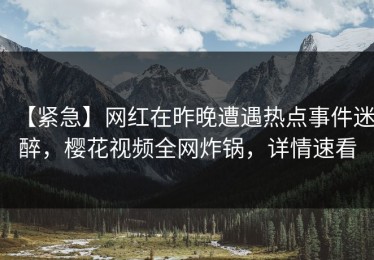 【紧急】网红在昨晚遭遇热点事件迷醉，樱花视频全网炸锅，详情速看