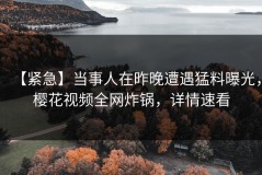 【紧急】当事人在昨晚遭遇猛料曝光，樱花视频全网炸锅，详情速看