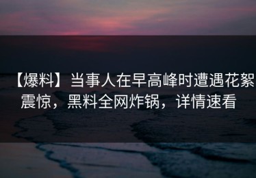 【爆料】当事人在早高峰时遭遇花絮 震惊，黑料全网炸锅，详情速看