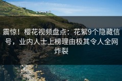 震惊！樱花视频盘点：花絮9个隐藏信号，业内人士上榜理由极其令人全网炸裂