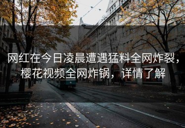 网红在今日凌晨遭遇猛料全网炸裂，樱花视频全网炸锅，详情了解