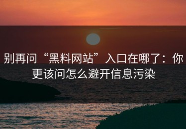 别再问“黑料网站”入口在哪了：你更该问怎么避开信息污染