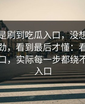 原本只是刷到吃瓜入口，没想到越看越不对劲，看到最后才懂：看似在讲吃瓜入口，实际每一步都绕不开黑料入口