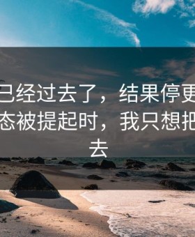 我以为已经过去了，结果停更后的第一条动态被提起时，我只想把话咽回去