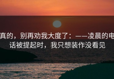 真的，别再劝我大度了：——凌晨的电话被提起时，我只想装作没看见