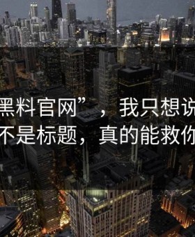 关于“黑料官网”，我只想说：看域名而不是标题，真的能救你一次