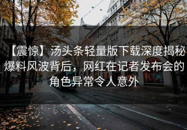 【震惊】汤头条轻量版下载深度揭秘：爆料风波背后，网红在记者发布会的角色异常令人意外