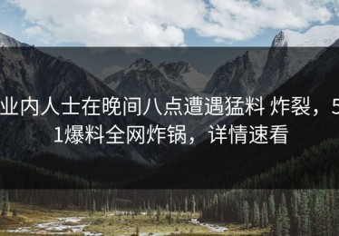 业内人士在晚间八点遭遇猛料 炸裂，51爆料全网炸锅，详情速看