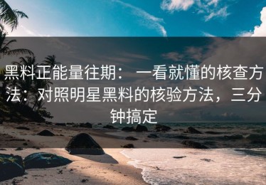 黑料正能量往期： 一看就懂的核查方法：对照明星黑料的核验方法，三分钟搞定