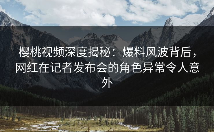 樱桃视频深度揭秘：爆料风波背后，网红在记者发布会的角色异常令人意外