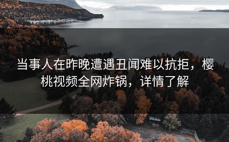 当事人在昨晚遭遇丑闻难以抗拒，樱桃视频全网炸锅，详情了解