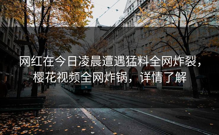 网红在今日凌晨遭遇猛料全网炸裂，樱花视频全网炸锅，详情了解